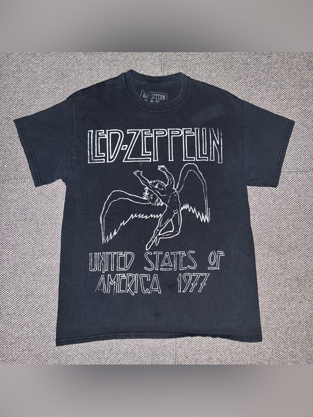 Led Zeppelin 1977 Tour Faded Black Graphic Band Tee